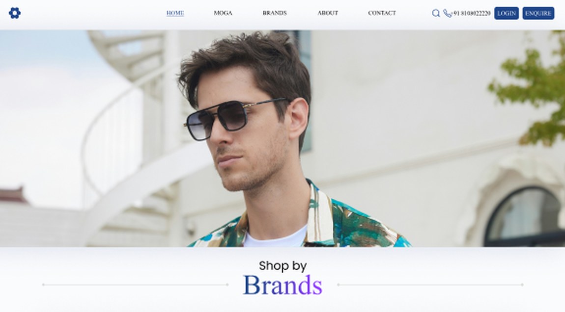 Salecha Lifestyles platform home page showing a Shop by Brands section with a model in sunglasses